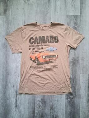 Official GM Chevy Camaro LG Graphic Brown Cotton Blend Short Sleeve T-Shirt